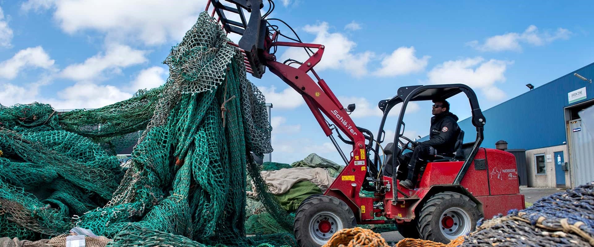 Ghost fishing nets before recycling